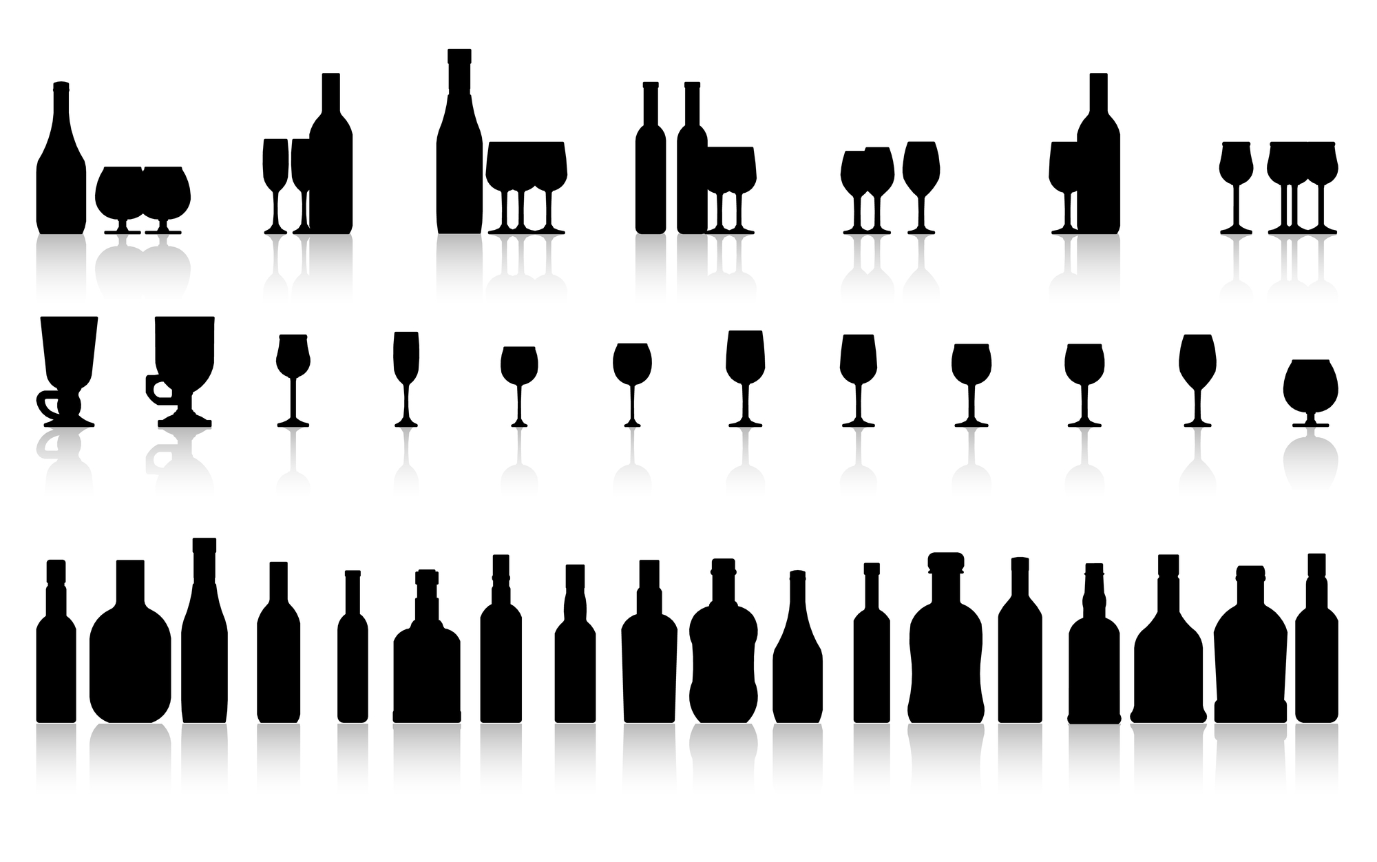 glass and bottle set, vector holistic mental health